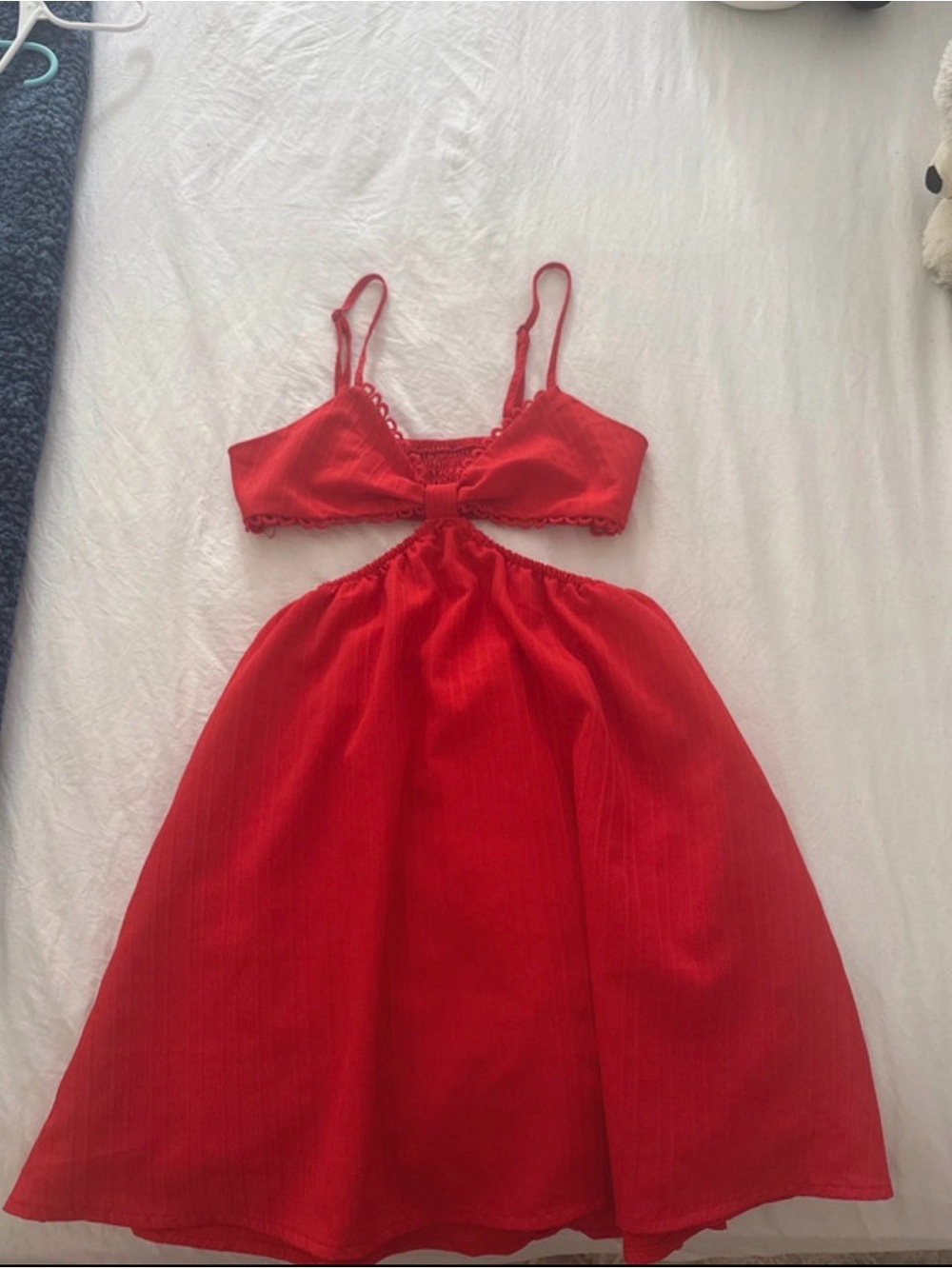 Red cut out flowy mini dress